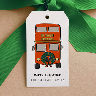 Red London Double Decker Bus Gift Tags