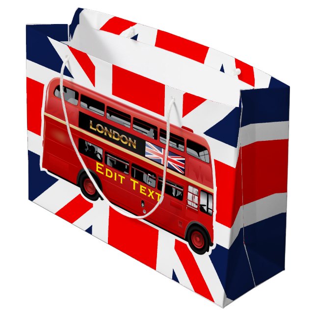 Red London Double Decker Bus Large Gift Bag (Back Angled)