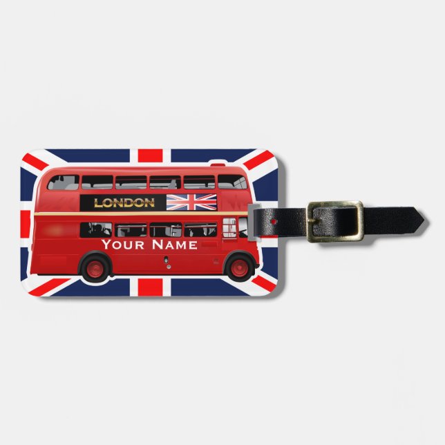 Red London Double Decker Bus Luggage Tag (Front Horizontal)