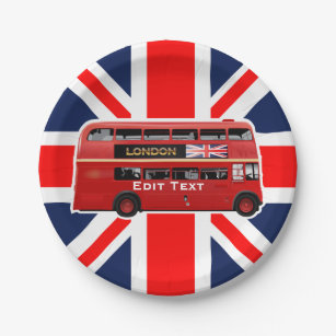 Red London Double Decker Bus Paper Plate