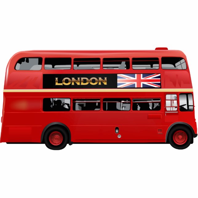 Red London Double Decker Bus Photo Sculpture Magnet (Front)