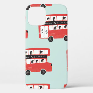 Red London Double Decker Bus Seamless Pattern vint iPhone 12 Case