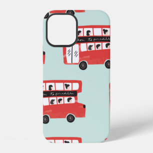 Red London Double Decker Bus Seamless Pattern vint iPhone 12 Case