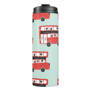 Red London Double Decker Bus Seamless Pattern vint Thermal Tumbler