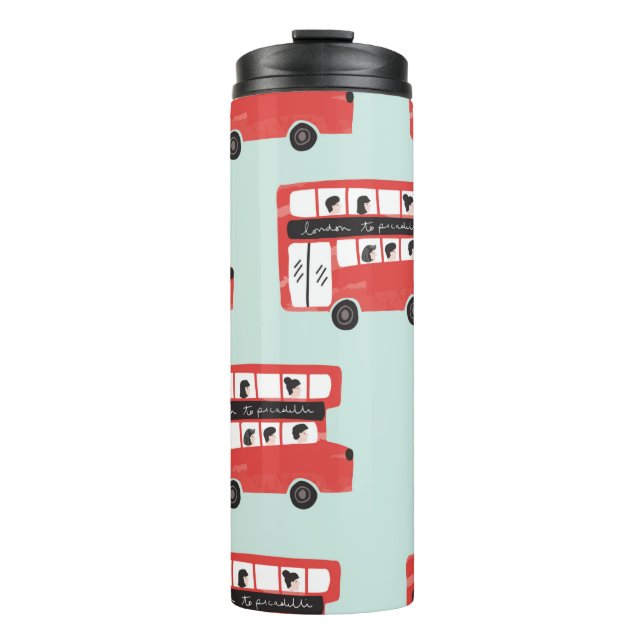 Red London Double Decker Bus Seamless Pattern vint Thermal Tumbler (Front)