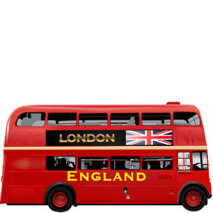 Red London Double Decker Bus Standing Photo Sculpture