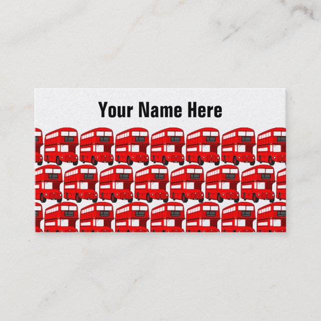 Red London Double Decker Bus Travel Wallpaper Business Card (Front)