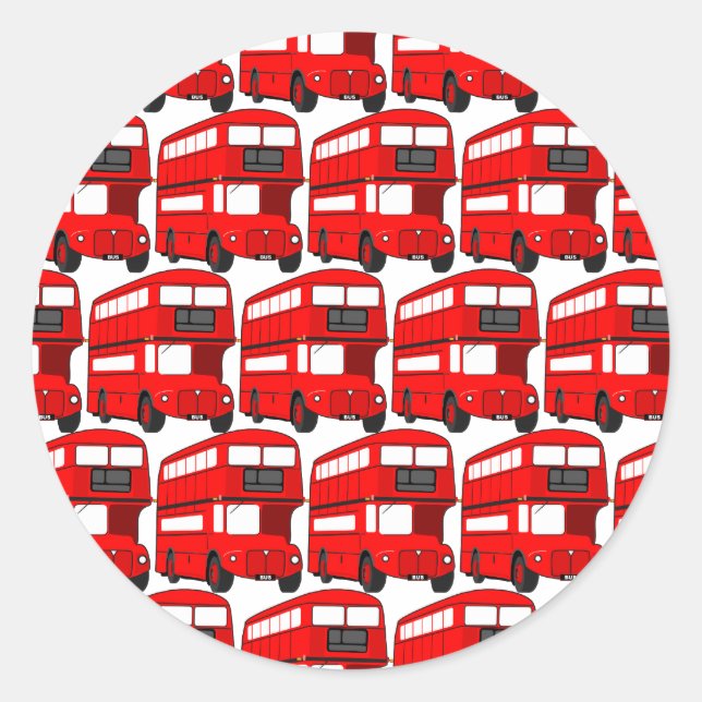 Red London Double Decker Bus Wallpaper Classic Round Sticker (Front)