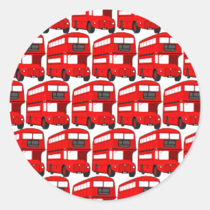 Red London Double Decker Bus Wallpaper Classic Round Sticker