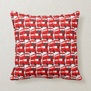 Red London Double Decker Bus Wallpaper Cushion