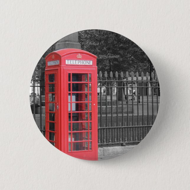 Red London Phonebox 6 Cm Round Badge (Front)