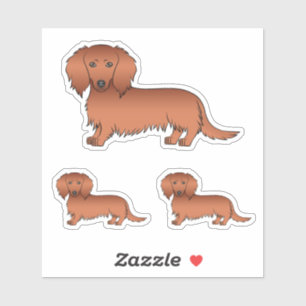 Red Long Hair Dachshund Cute Cartoon Dog Drawings