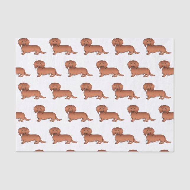 Red Long Hair Dachshund Cute Cartoon Dog Pattern Tissue Paper (Front)