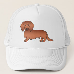 Red Long Hair Dachshund Cute Cartoon Dog Trucker Hat