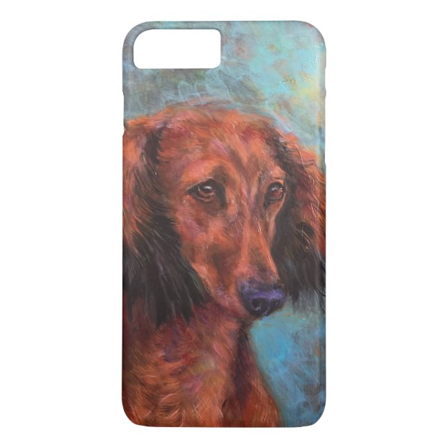 Red long haired dachshund Case-Mate iPhone case (Back)