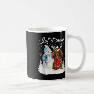 Red Long Haired Dachshund Santa Dog Christmas Snow Coffee Mug