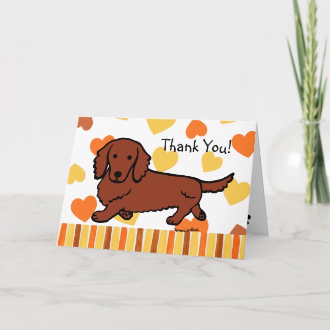 Red Long Haired Dachshund Thank You (Front)