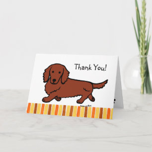 Red Long Haired Dachshund Thank You Card