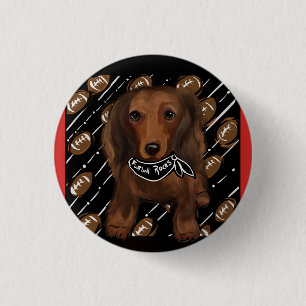 Red  Long haired Doxies   3 Cm Round Badge