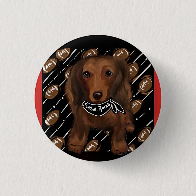 Red  Long haired Doxies   3 Cm Round Badge (Front)