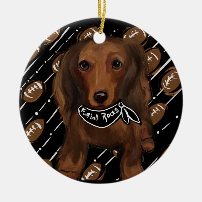 Red  Long haired Doxies   Ceramic Tree Decoration (Front)