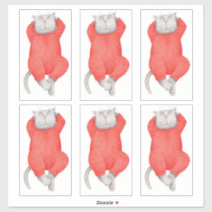 RED LONG JOHNS CAT 14"X14" Vinyl Sticker 
