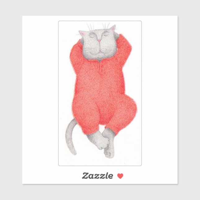 RED LONG JOHNS CAT 6"X6" Vinyl Sticker  (Sheet)