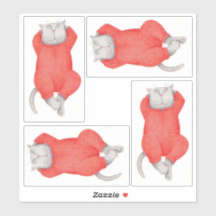 RED LONG JOHNS CAT 8"X8" Vinyl Sticker 