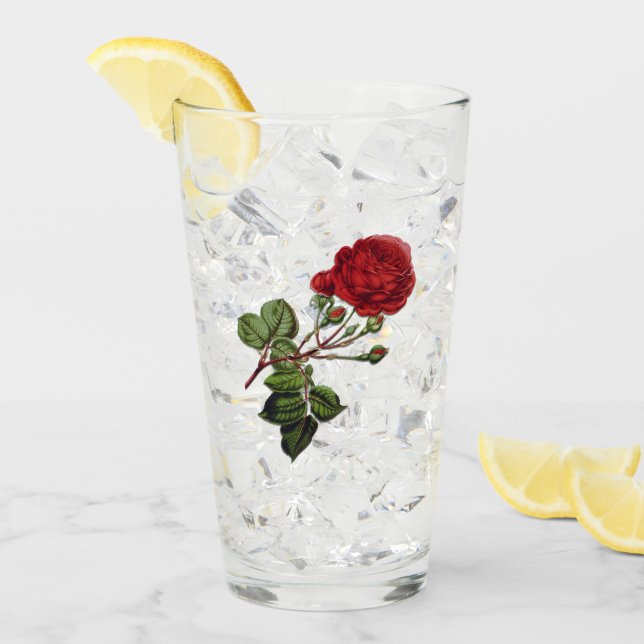 Red Long Stem Rose Glass (Front Ice)