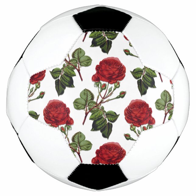 Red Long Stem Rose Pattern Football (Front)