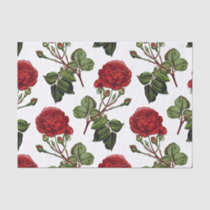 Red Long Stem Rose Pattern Tissue Paper