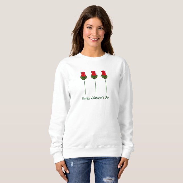 Red Long Stemmed Chocolate Roses Valentine's Day Sweatshirt (Front Full)