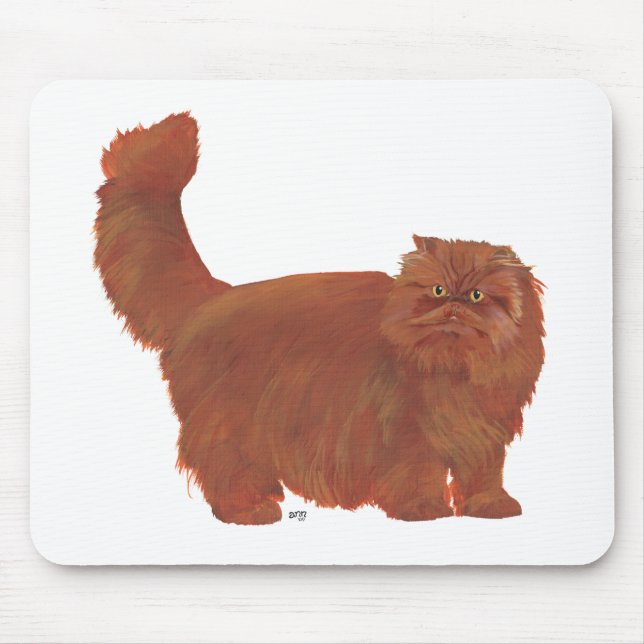 Red Longhair Persian Cat Mouse Mat (Front)