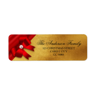Red Loop, Diamond, Gold Glitter Christmas Address