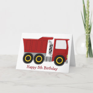 Red Lorry Personalised 5th Birthday Card