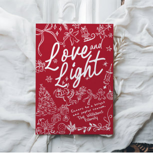 Red Love and Light Christmas and Holiday Card 