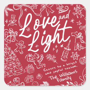 Red Love and Light Christmas  Square Sticker