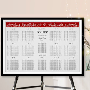 Red Love Bird Seating Chart Alphabetical Order
