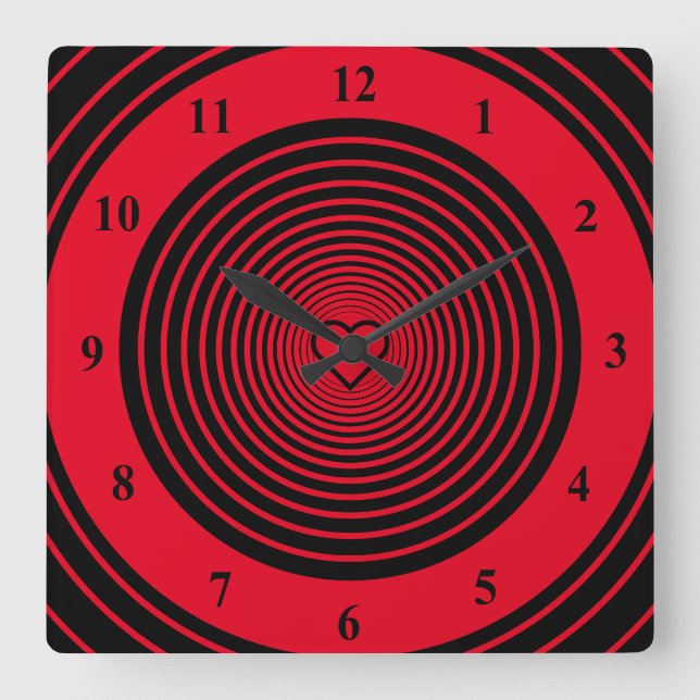 Red Love Circles - Add your favourite colours Square Wall Clock (Front)