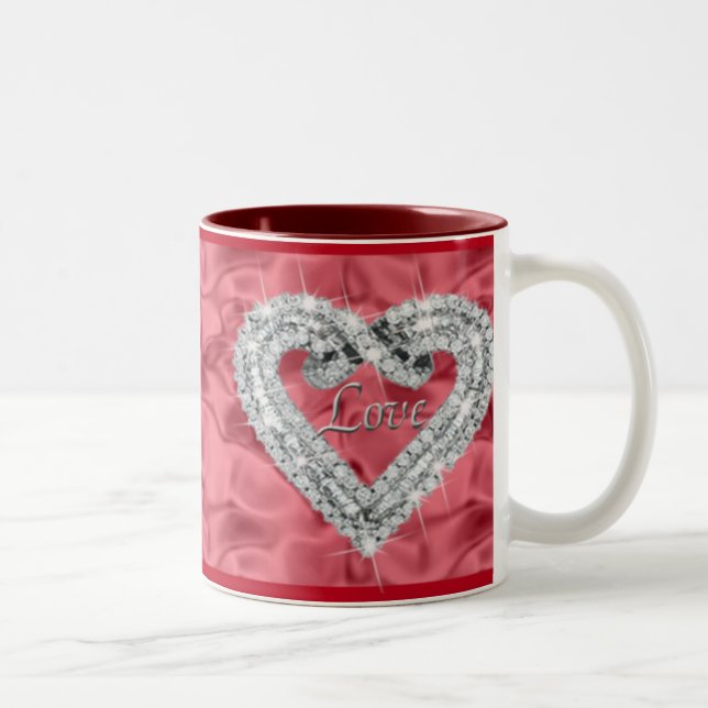 Red Love Diamond Heart Mug (Right)