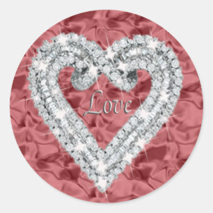 Red Love Diamond Heart Stickers