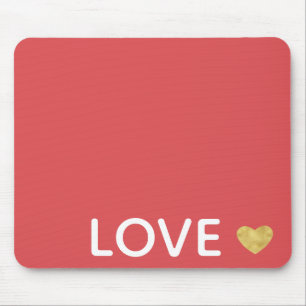 Red Love Gold Heart Mouse Mat