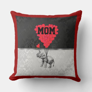 Red love heart and elephant moms cushion