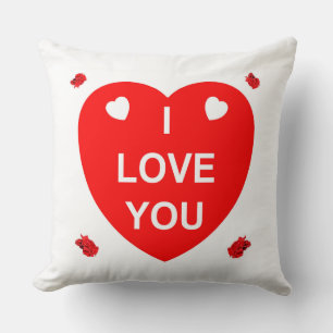 Red love heart and flowers cushion