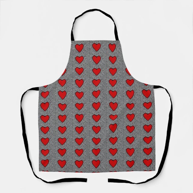 red love heart doodle apron (Front)