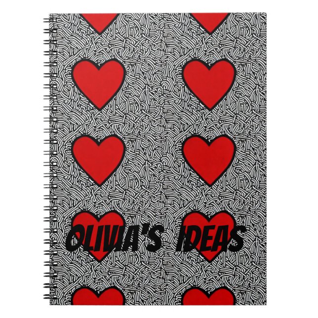red love heart doodle notebook gift (Front)