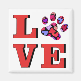 Red LOVE Heart Filled Cat Paw Fun Gift Magnet