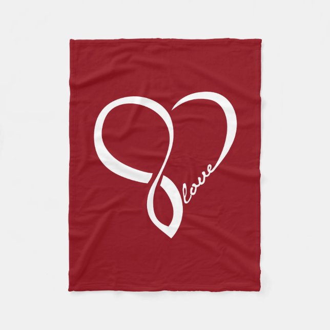 Red Love Heart Fleece Blanket (Front)