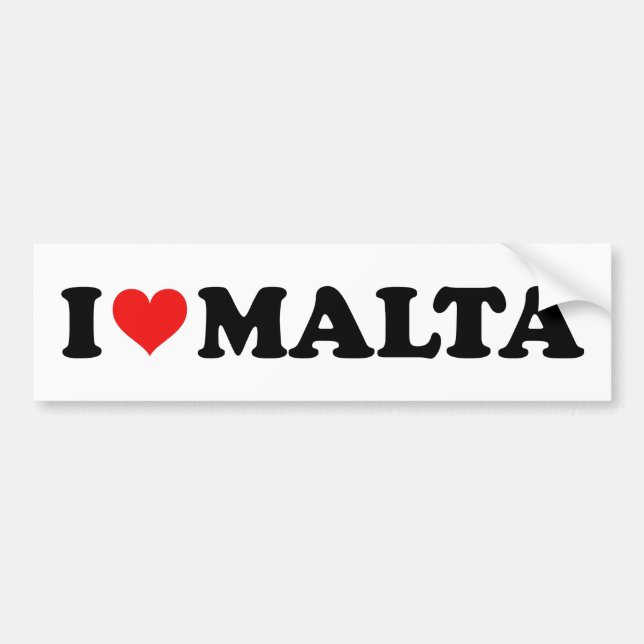 Red Love Heart I Love Malta Travel Souvenir Bumper Sticker (Front)