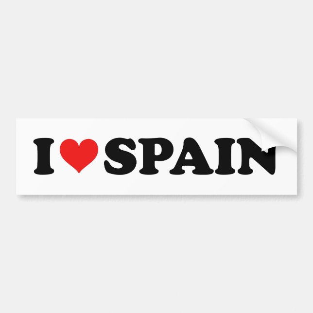 Red Love Heart I Love Spain Spanish Bumper Sticker (Front)